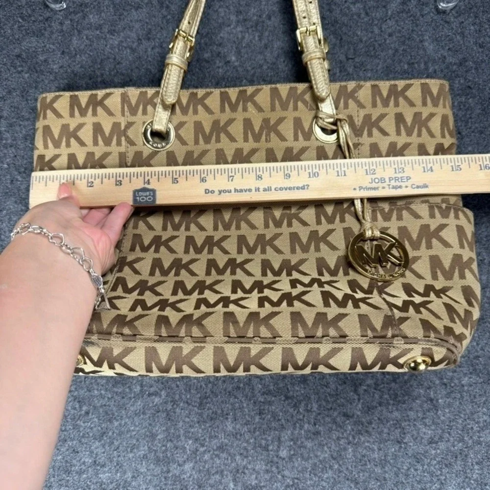 Michael Kors MK Logo Tote Bag & Wallet Set‎ Brown Beige Signature Purse